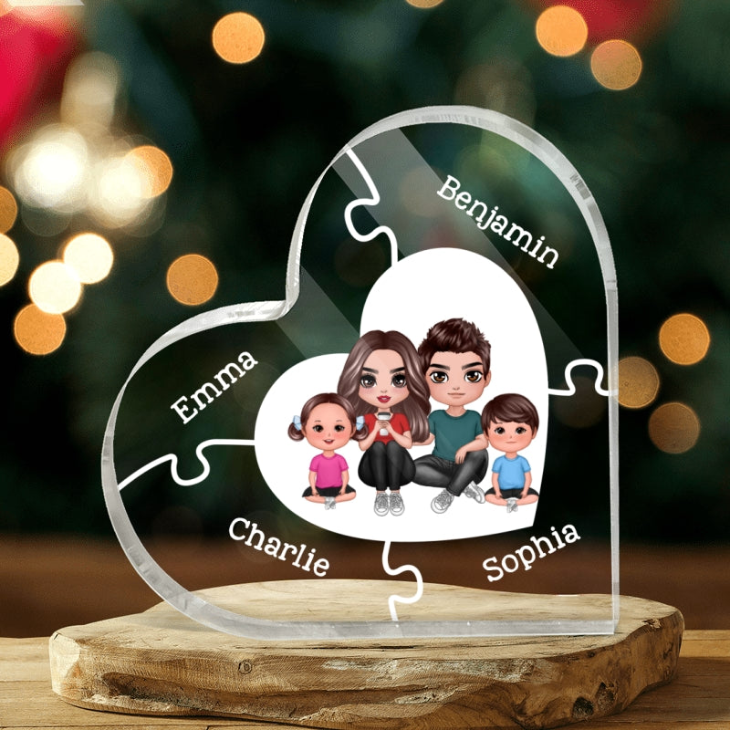 Together We Make A Family Puzzle Heart Personalized Acrylic Heart Plaque