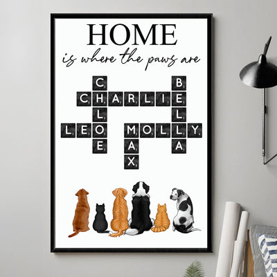Home Is Where The Paws Are Crossword Puzzle Art Pet Lover Home Decor Personalized Poster