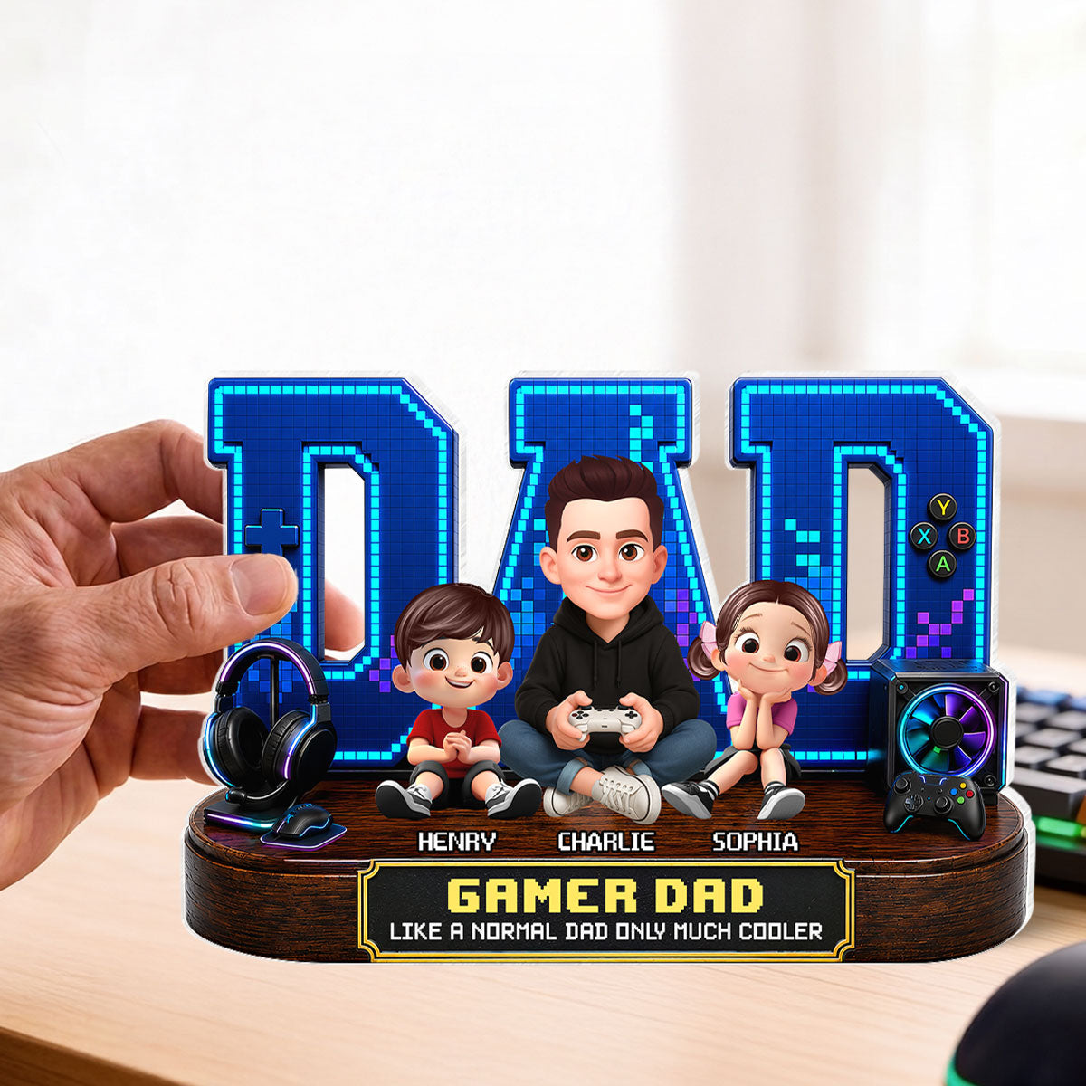 Gamer Dad Much Cooler - Personalized Acrylic Block Plaque - Father's Day Gift For Dad, Husband, Gamers