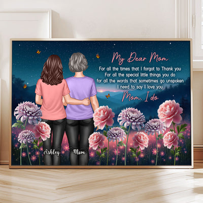 Mom Thank You Gift, Gift From Daughter Birth Flower Personalized Poster