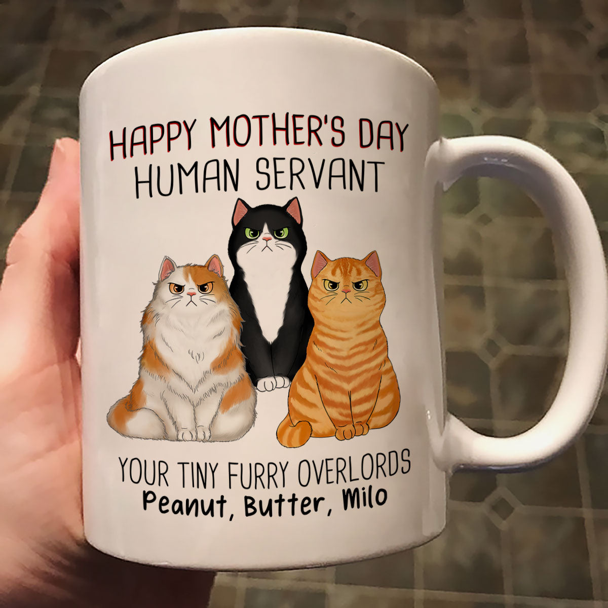 Angry Cats Happy Mother‘s Day Cat Human Servant Personalized Mug