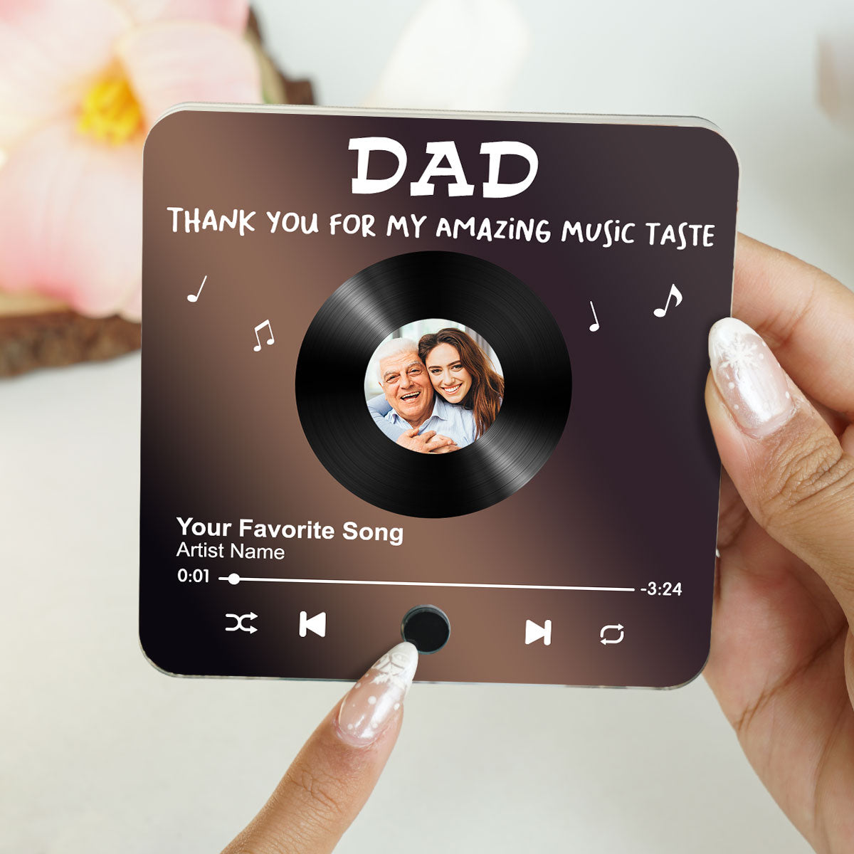 Dad Thank You For My Amazing Music Taste Upload Photo Favorite Song Personalized Music Fridge Magnet