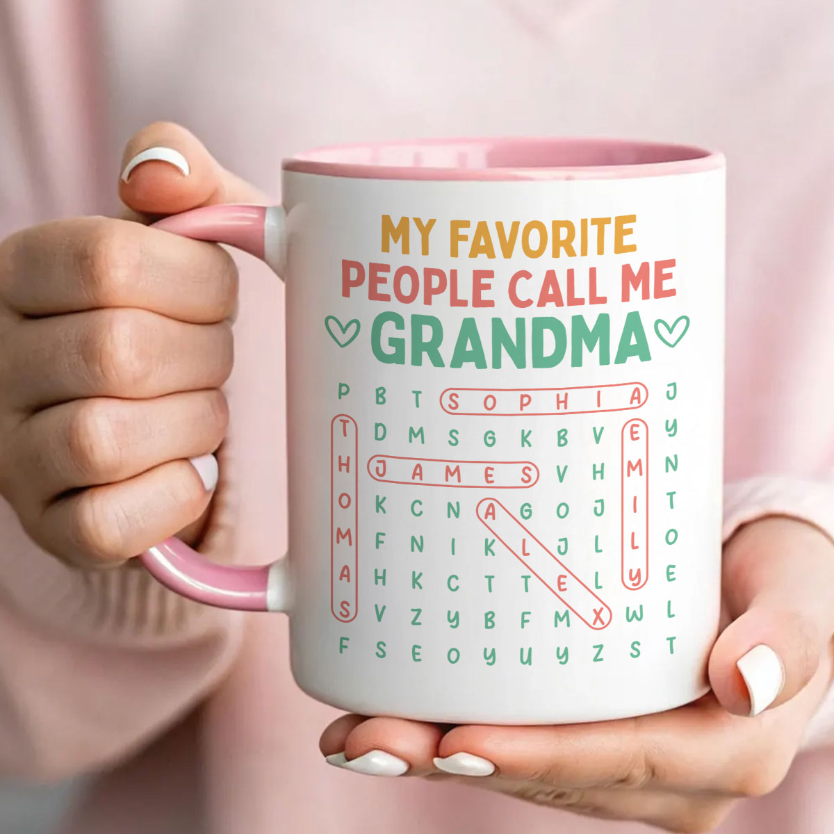 My Favorite People Call Me Grandma Word Search Puzzle - Personalized Mug - Heartfelt Mother's Day Gift for Grandma, Wife