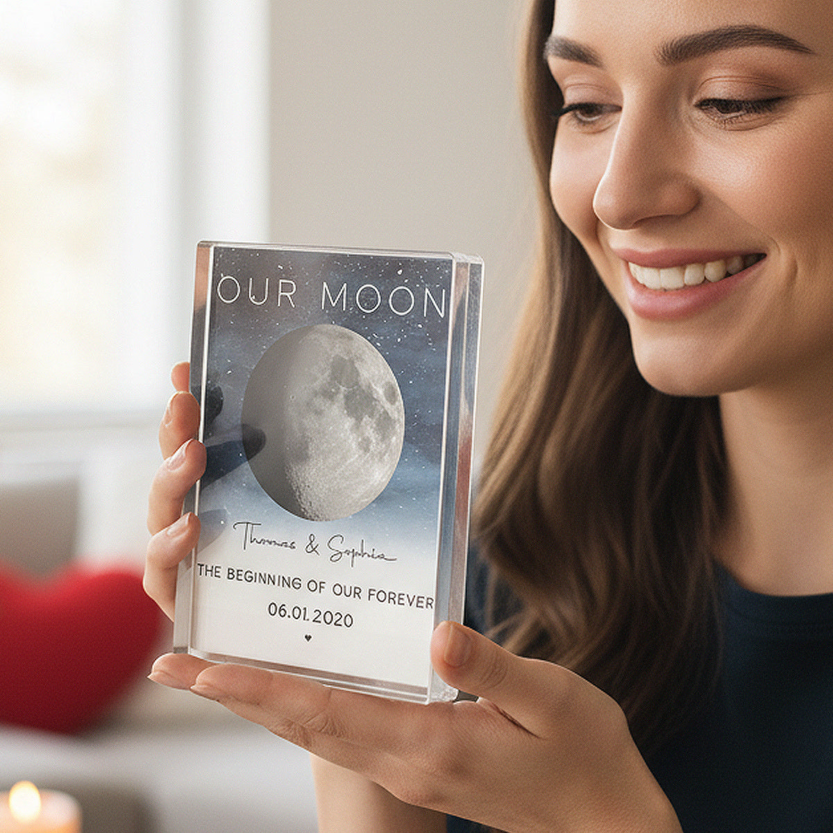 Custom Moon Our Moon Special Day Custom Moon Phase - Personalized Acrylic Block Pl ...