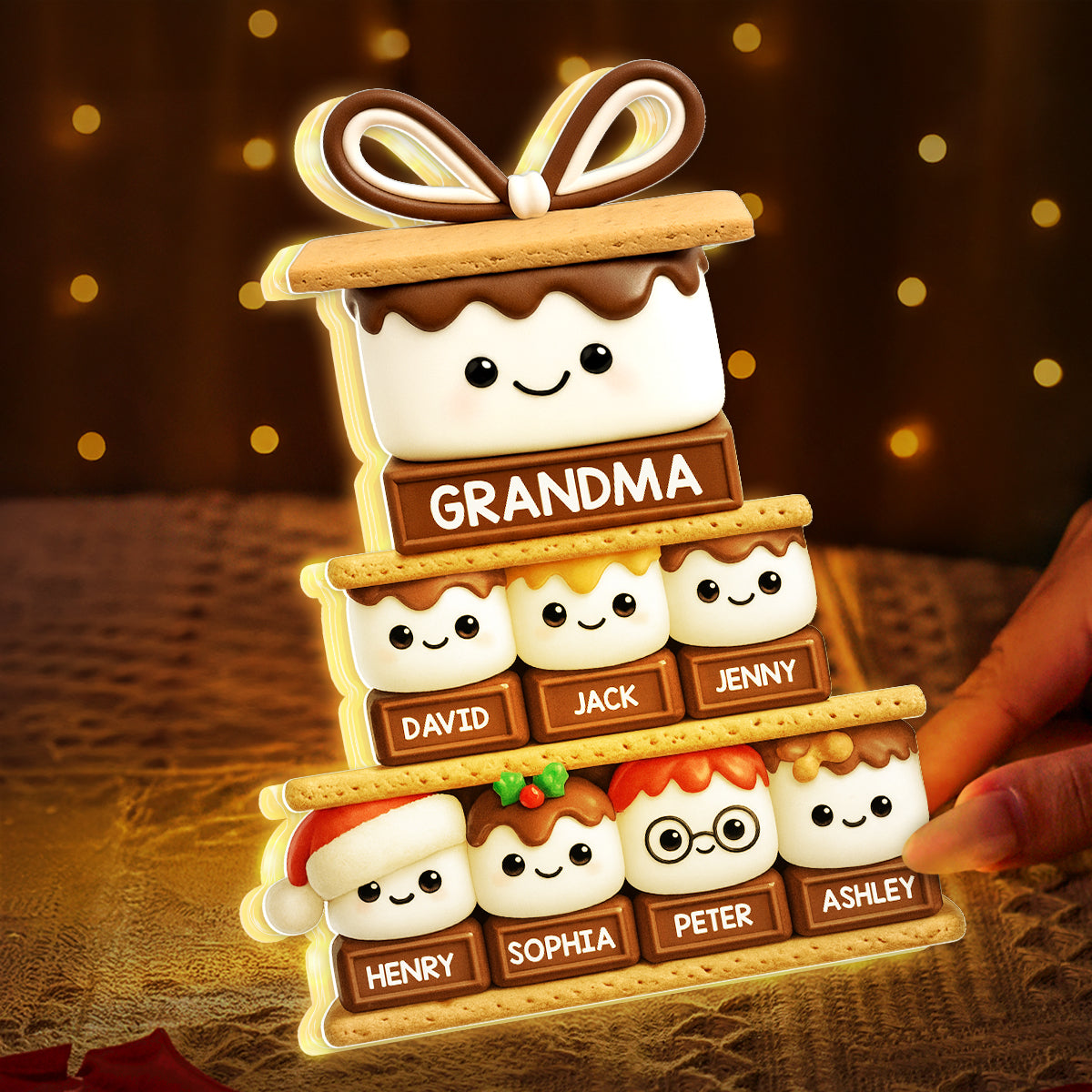 3D Effect Happy Smores Grandma Grandkids - Personalized Light Box - Christmas Gift For Grandmas