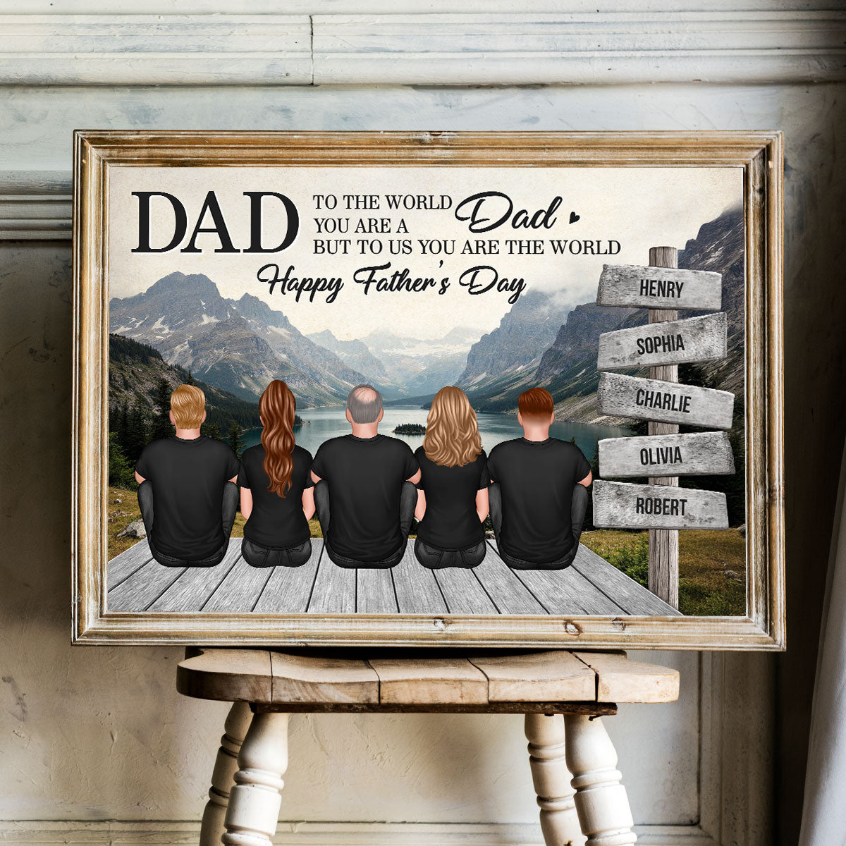 Mountain Landscape Dad You Are The World Personalized Poster, Father's Day Gift For Dad