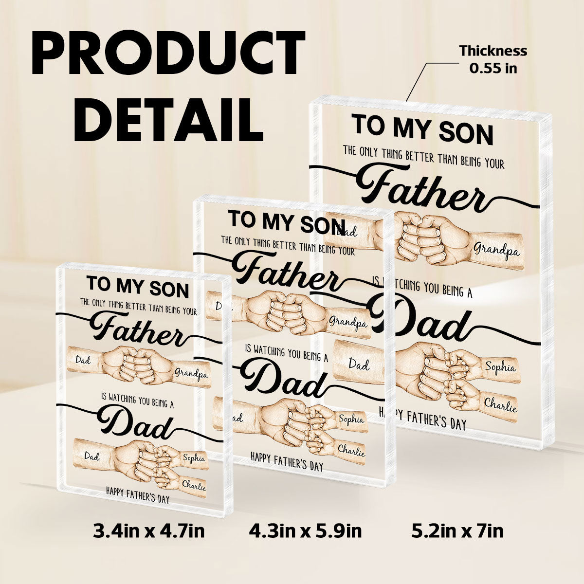 The Only Thing Better Than Being Your Father Fist Bump Personalized Acrylic Block, Father's Day gift for Son from Dad