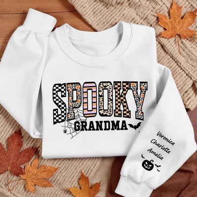 Spooky Grandma Halloween Vibe Personalized Sleeve Printed Sweatshirt