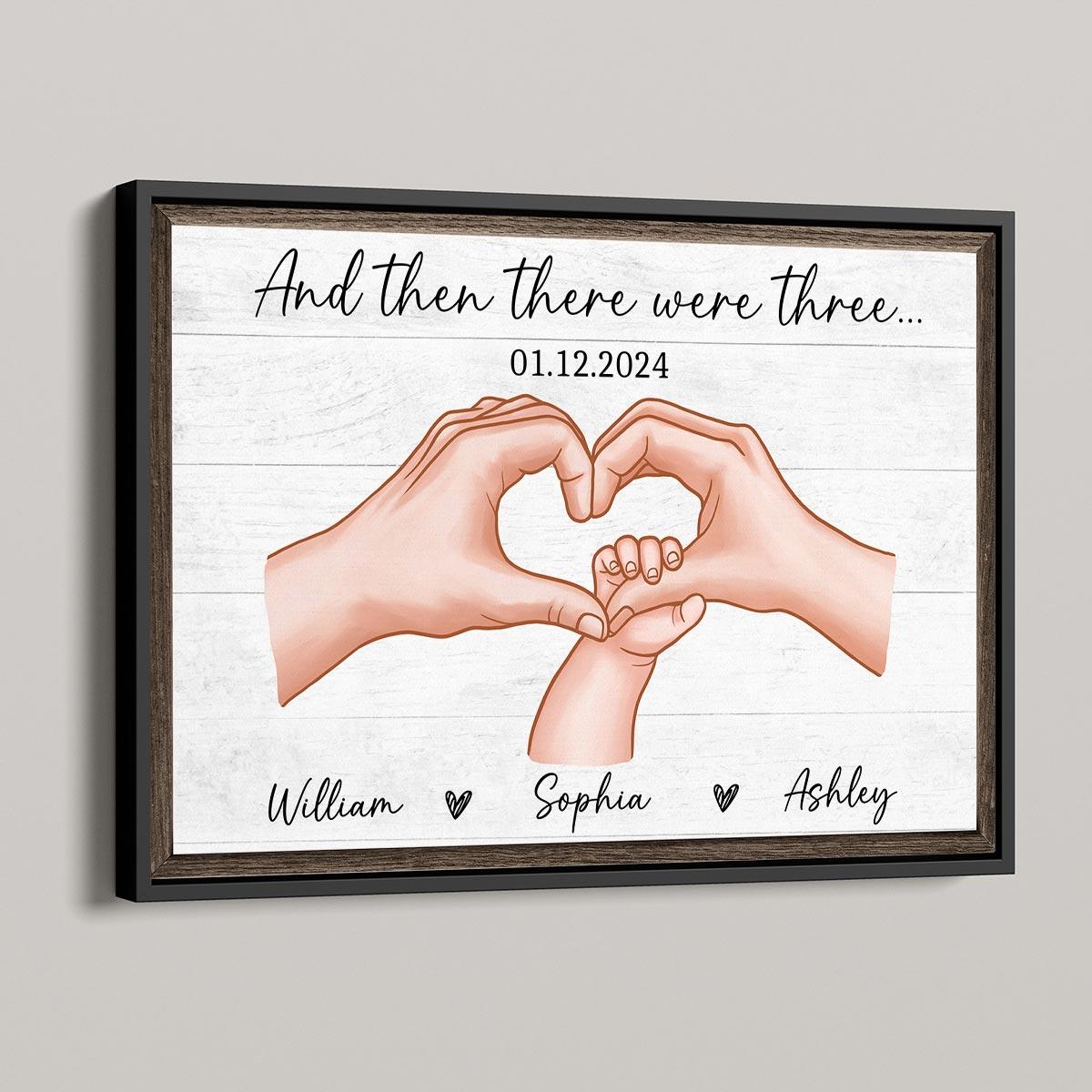 Family Of Three Personalized Poster, Heartfelt Gift For New Mom, New Dad, New Parents