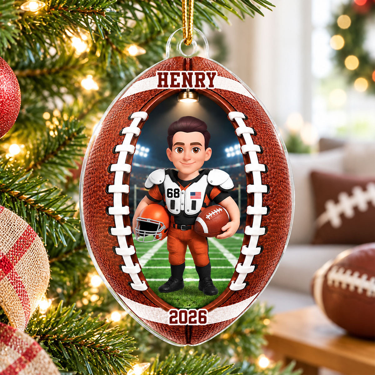 Football Boy Girl Design - Personalized Acrylic Ornament - Christmas Gift For Daughter, Son, Grandkids