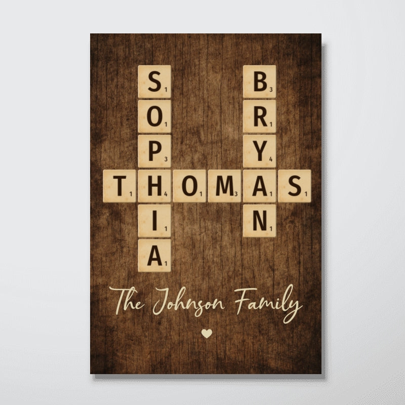 Family Crossword Art - Created In A Moment, Treasured Forever Personalized Poster
