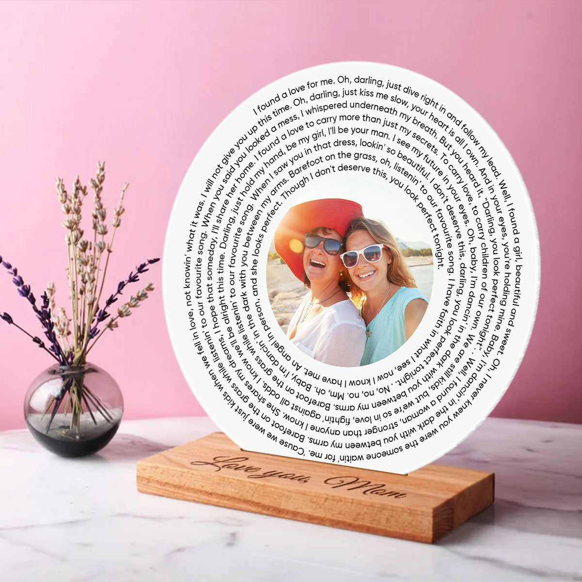Personalized Music Photo Lyrics Circle Plaque, Gifts for Girlfriend, Boyfriend, Husband Wife, Sister Besties Wedding Gift