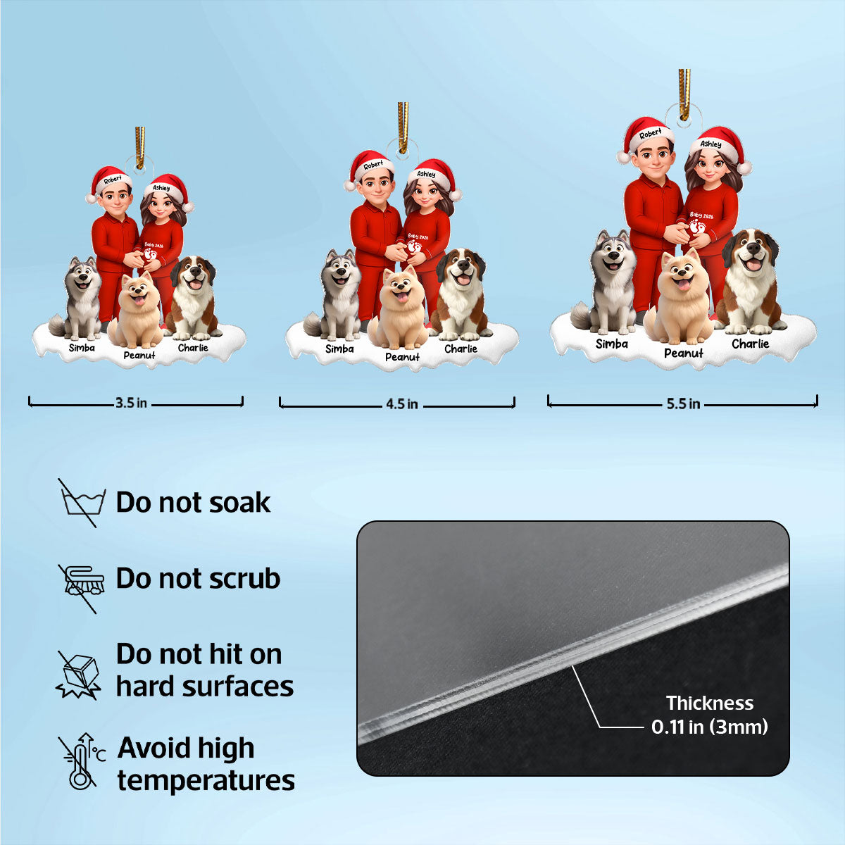 Expecting Parents Christmas Pregnancy Baby Arriving With Dogs - Personalized Acrylic Ornament