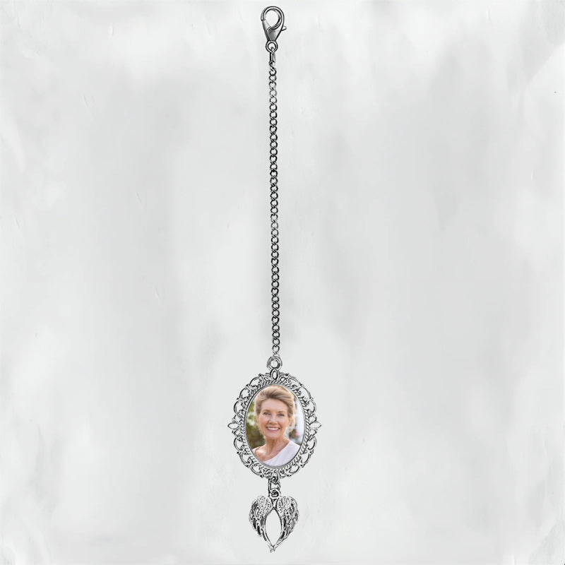 Personalized Graduation Tassel Photo Charm With Angel Wings, Graduation Gift
