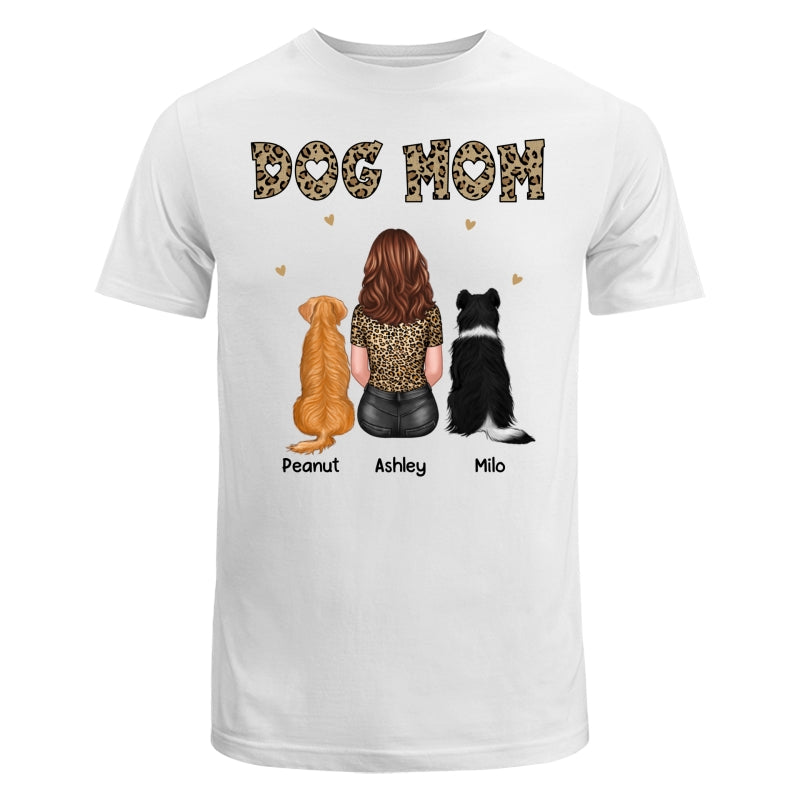 Dog Cat Mom Leopard Back View Personalized Shirt - Gift For Dog Lover, Cat Lover - Gift For Pet Lover