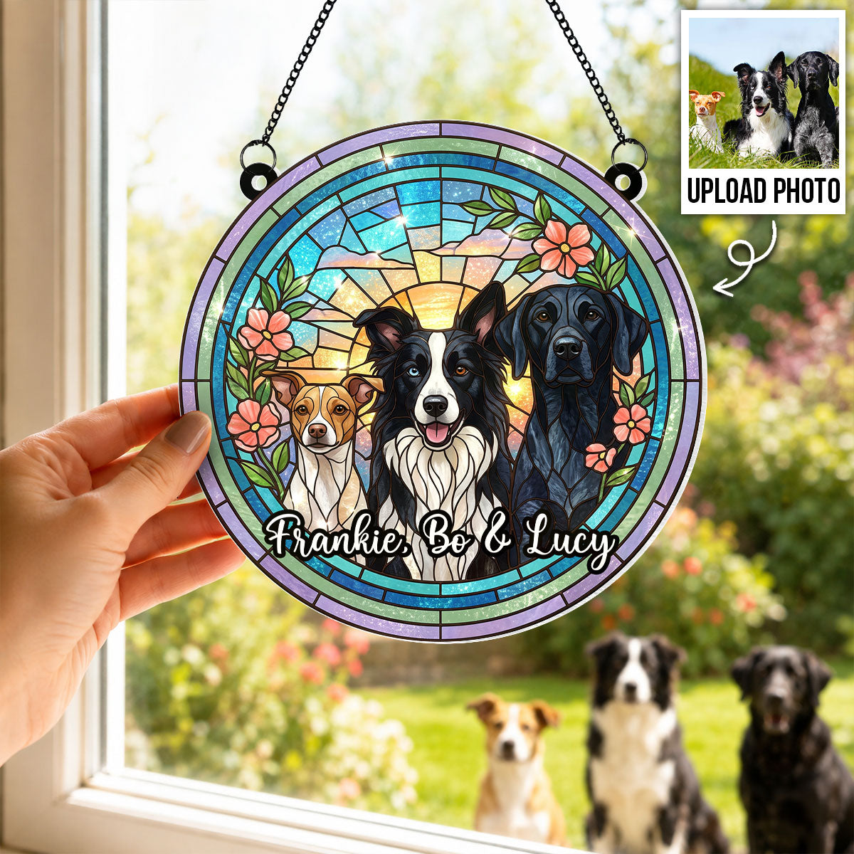Dog Cat Portrait Custom Photo - Personalized Acrylic Window Hanging - Memorial Gift