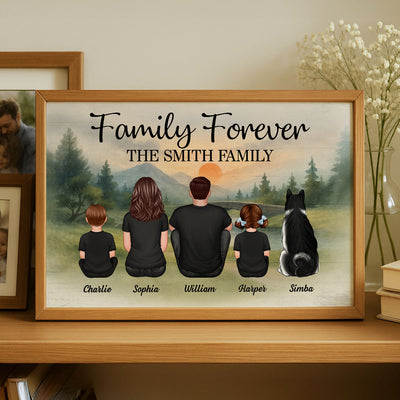 Mountain Landscape Family Forever Personalized Poster, Gift For Family, Dad, Mom