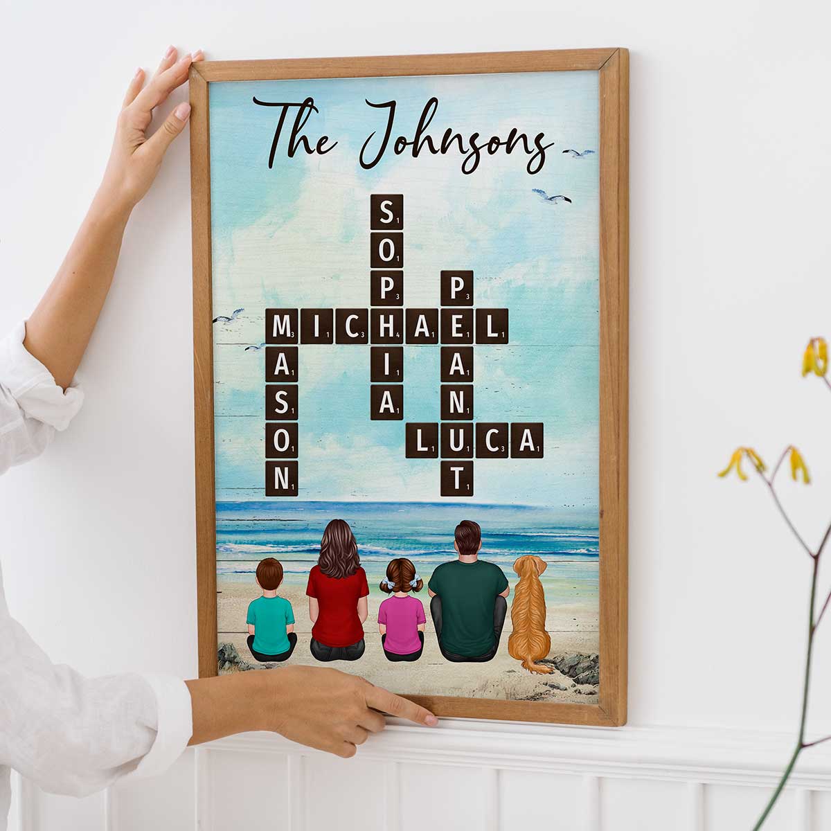 Family At Beach Unique Crossword Puzzle Art Personalized Poster