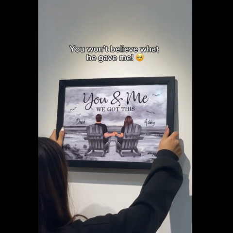 You And Me Eternal Love Beach Landscape Monochrome Personalized Poster, Heartfelt Gift For Him, For Her, Husband, Wife