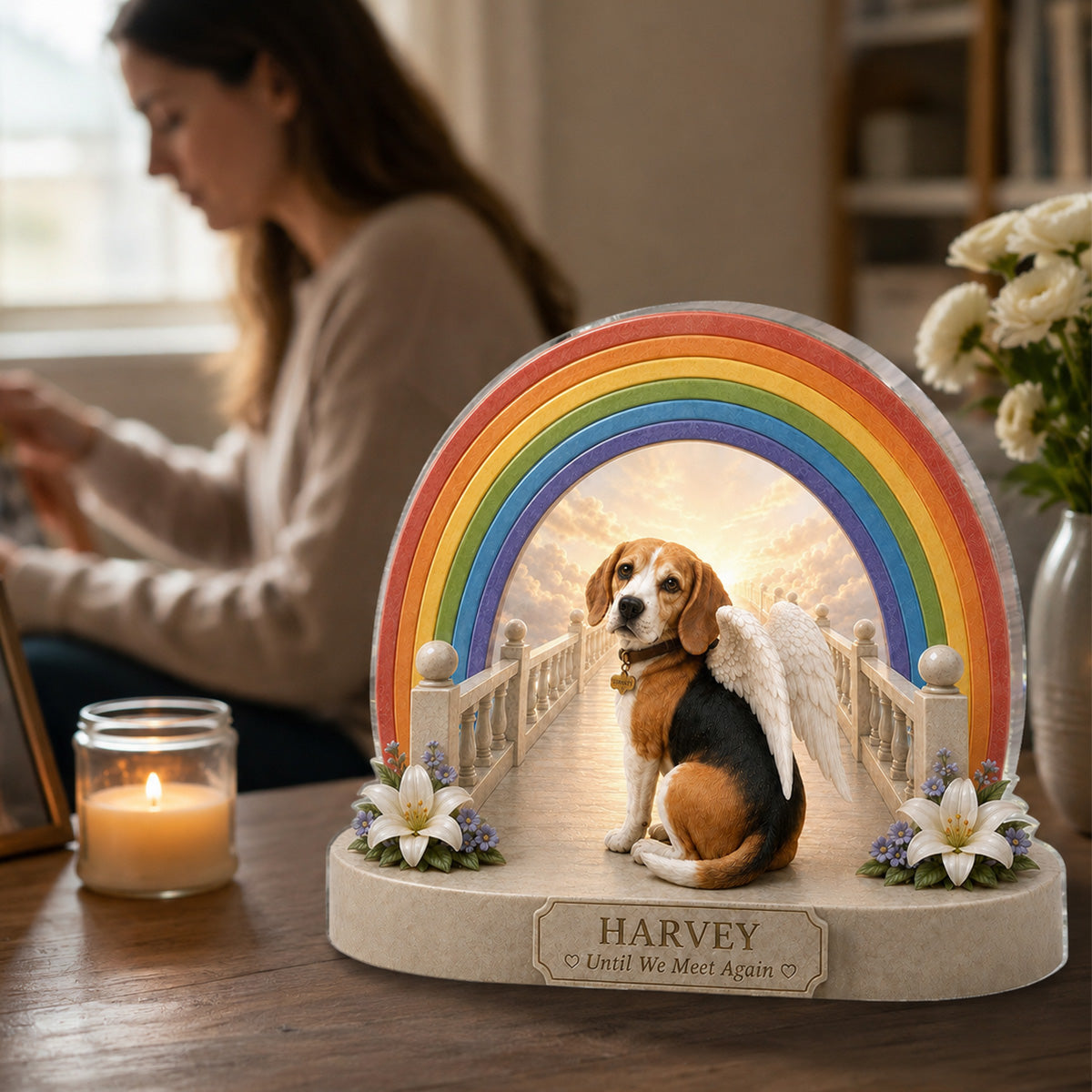 Rainbow Bridge Pet Memorial from Photo - Personalized Acrylic Block