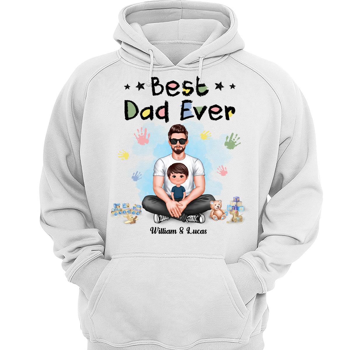 Dad Son Daughter Crayon Text Best Dad Ever Personalized Shirt
