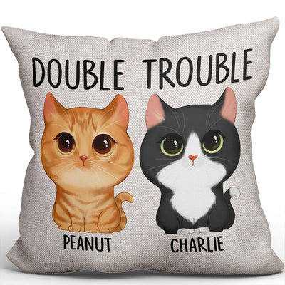 Watercolor Cute Cats Double Trouble Gift For Cat Lovers Personalized Pillow