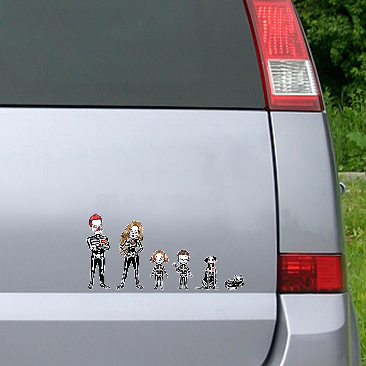 Stick Figure Family Personalized Car Decal, Halloween Decor