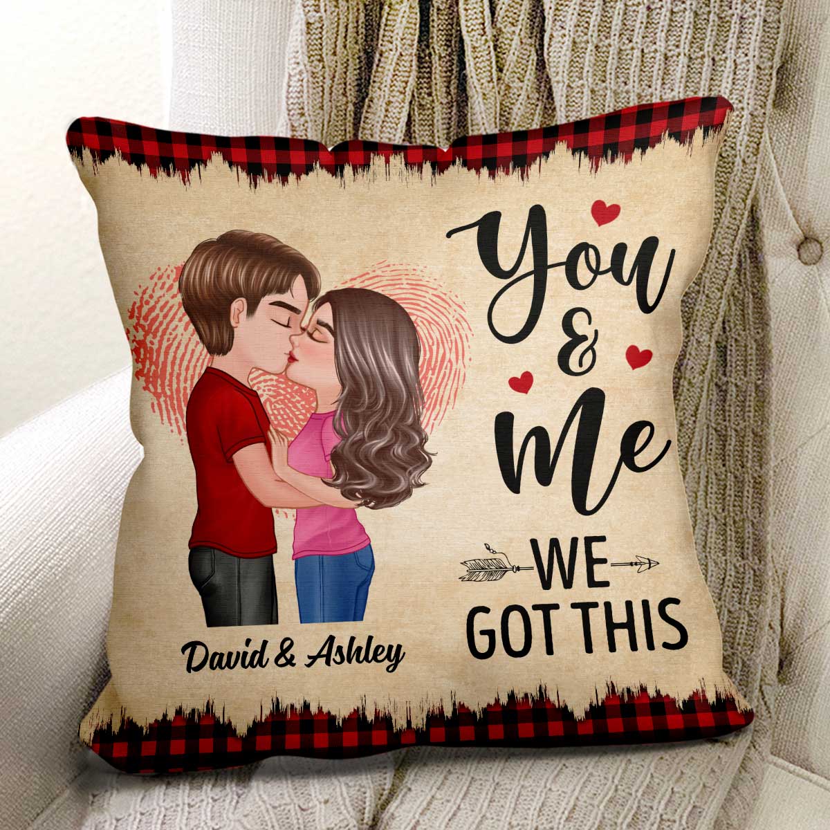 Doll Couple Kissing You & Me We Got This Personalized Pillow