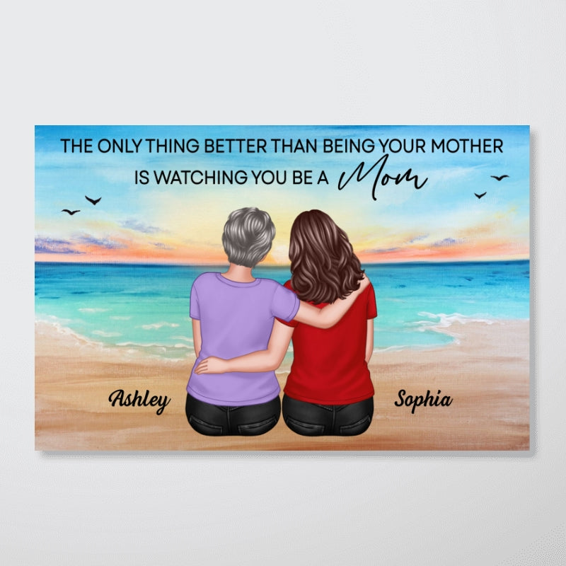 Watching You Be A Mom Back View Mom Daughter & Grandchildren Personalized Poster