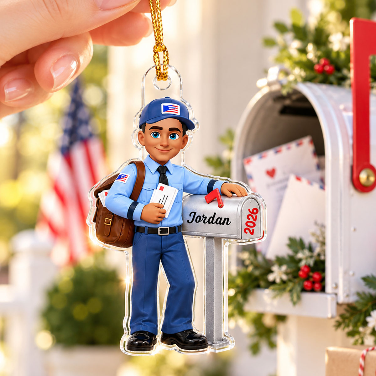 Mail Carrier Custom Name & Year - Personalized Acrylic Ornament - Mailman Gift, Christmas Gift for Mail Carrier, Postman & Retired Postal Worker.