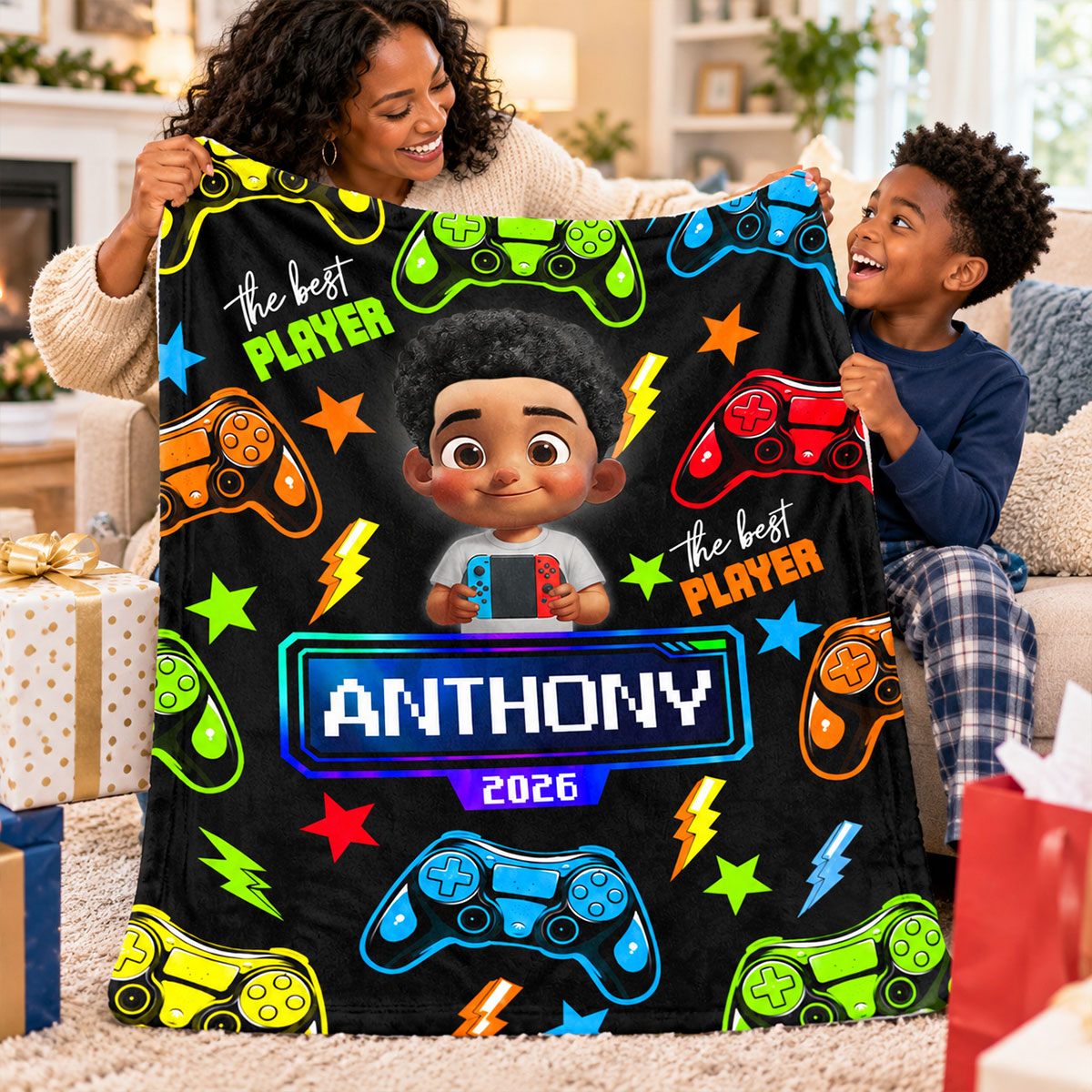 The Best Little Gamer Custom Name & Appearance - Personalized Fleece Blanket - Birthday Gift, Christmas Gift For Gamer Boys, Girls, Grandkids, Kids