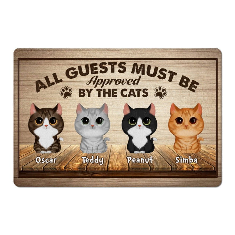 Watercolor Cute Cats All Guest Must Be Approved By Personalized Doormat