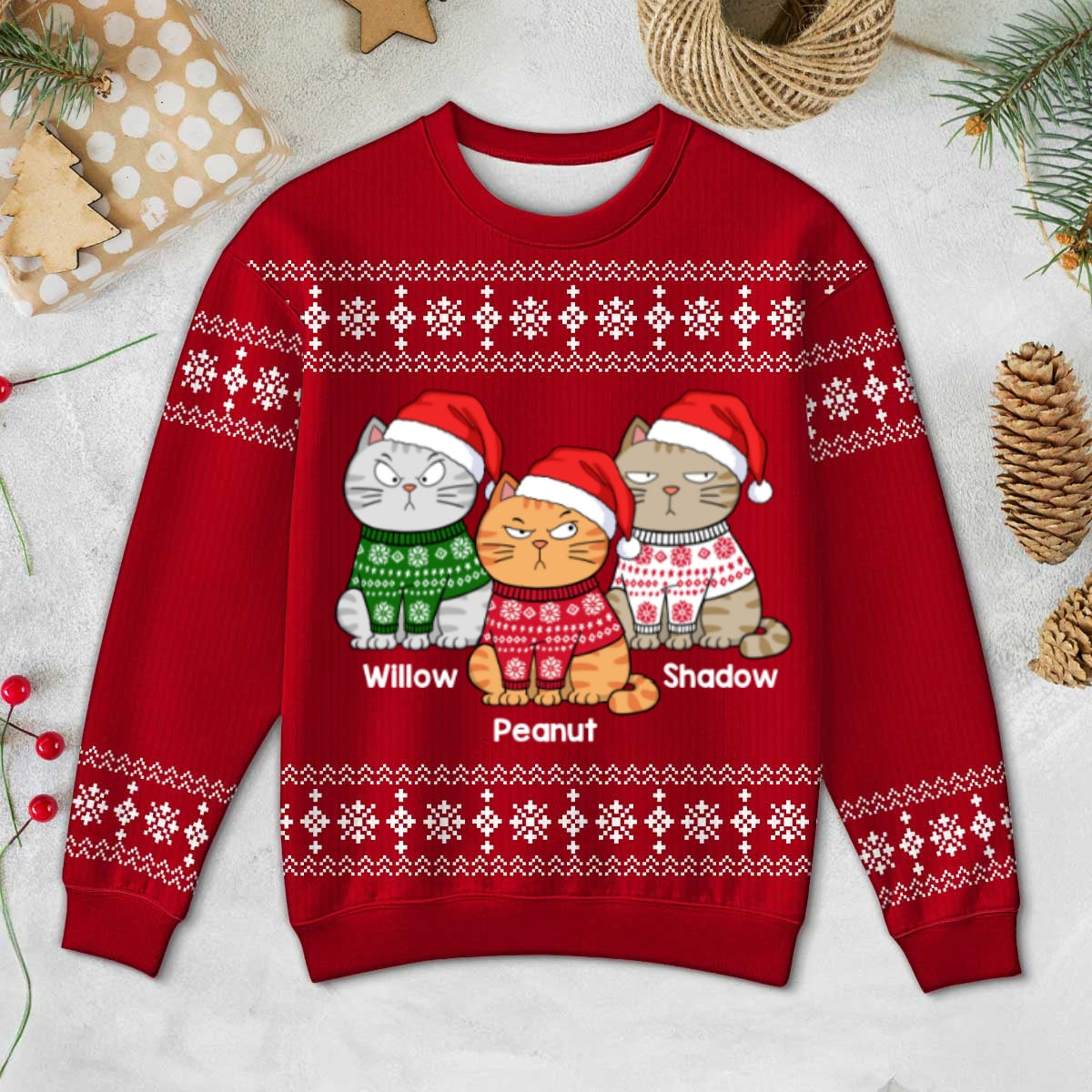 Christmas Funny Cats - Personalized Ugly Sweater - Gift For Cat Lovers, Cat Mom