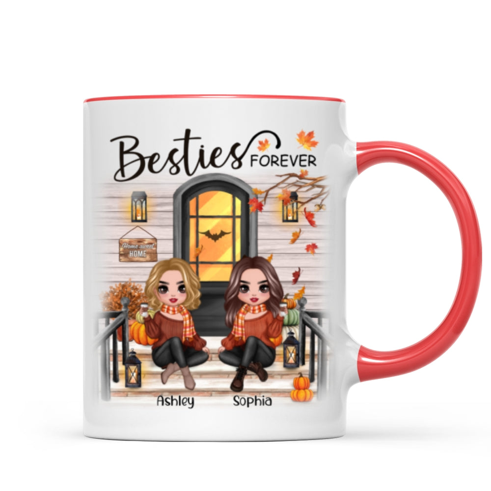 Fall Season Best Friends Sisters Front Porch Personalized Mug (11oz)