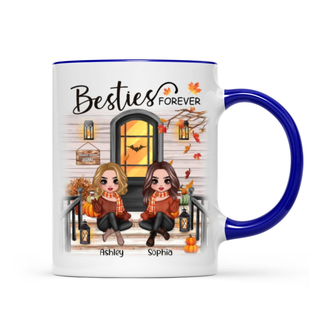 Fall Season Best Friends Sisters Front Porch Personalized Mug (11oz)