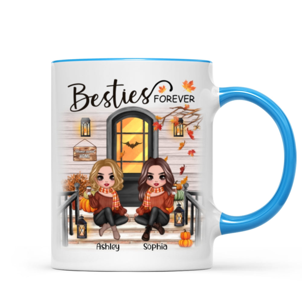 Fall Season Best Friends Sisters Front Porch Personalized Mug (11oz)
