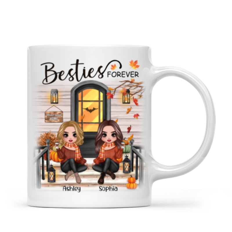 Fall Season Best Friends Sisters Front Porch Personalized Mug (11oz)