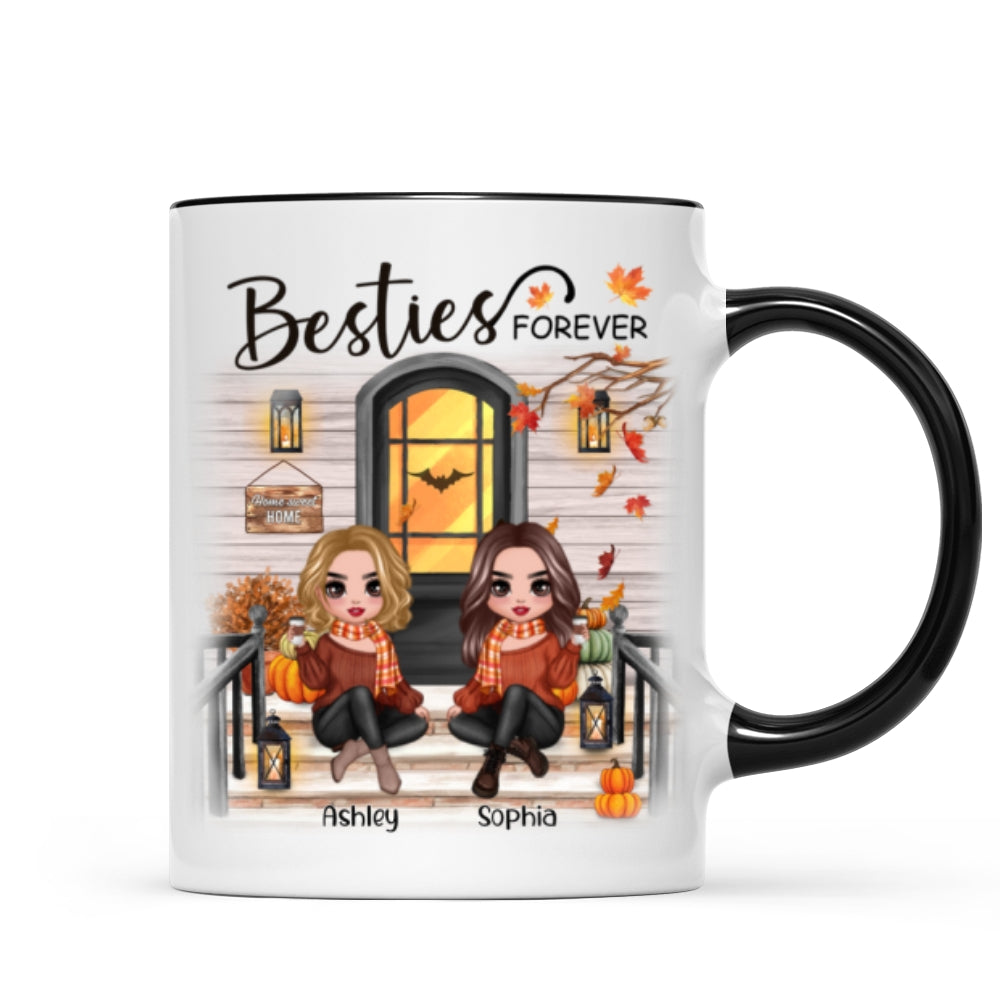 Fall Season Best Friends Sisters Front Porch Personalized Mug (11oz)