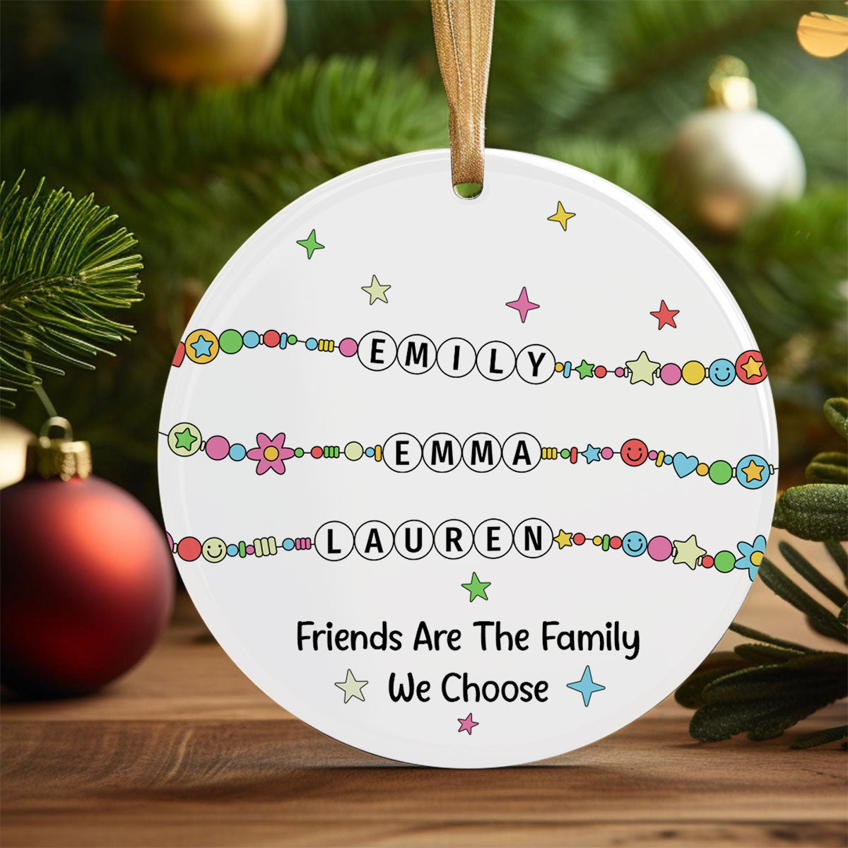 Besties Sisters Friends Bracelet Names Personalized Circle Ceramic Ornament