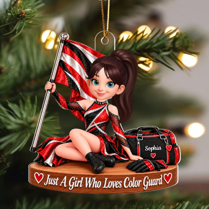 Just a Girl Who Loves Color Guard - Personalized Acrylic Ornament - Christmas Gift for Daughter, Granddaughter, Niece