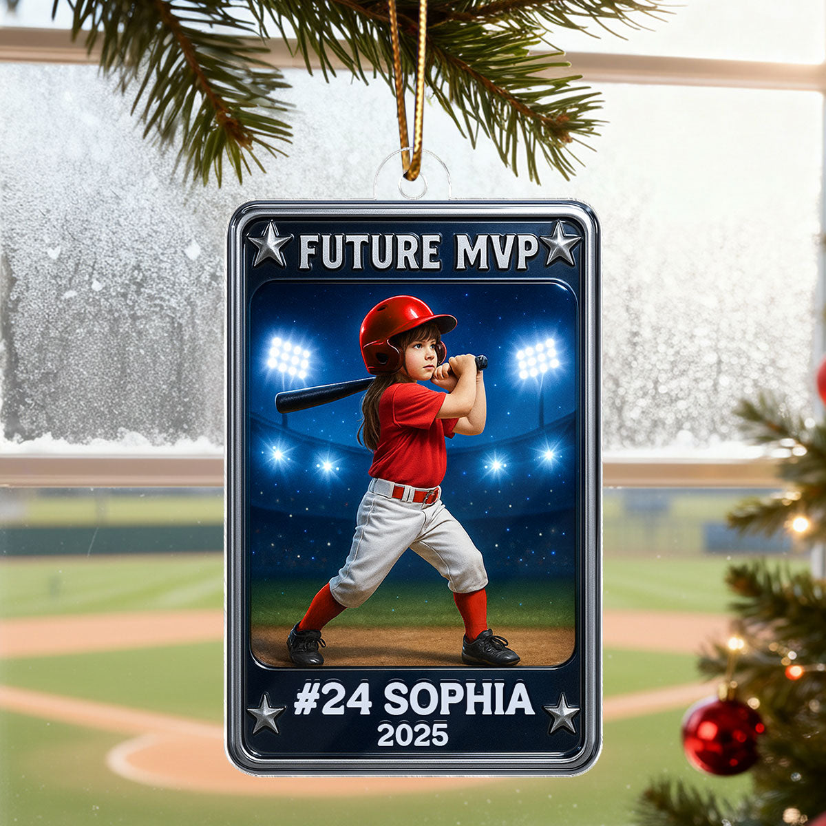 Future MVP Baseball Softball Card - Personalized Acrylic Ornament - Christmas Gift for Sons, Daughters, Grandkids