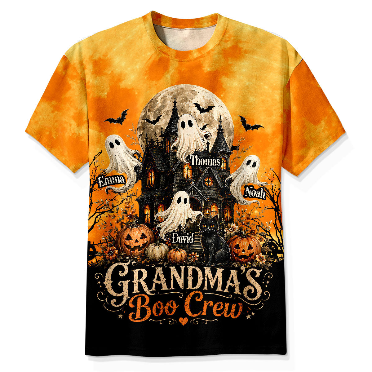 Halloween Theme Grandma Boo Crew - Personalized Shirt - Halloween Gift For Grandma