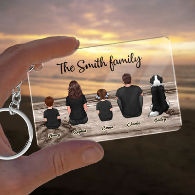 Family Sitting Vintage Background - Personalized Acrylic Keychain