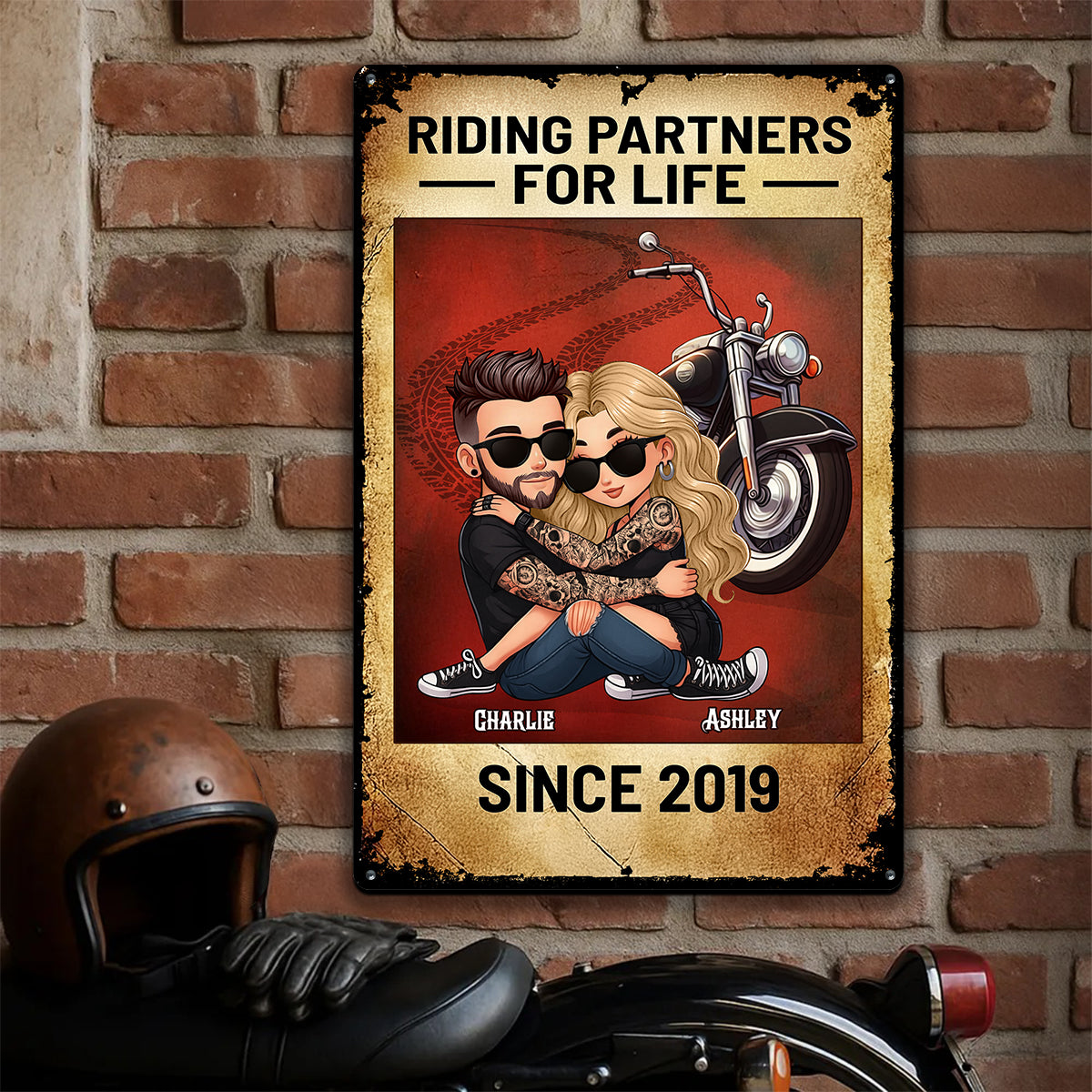 You Don't Stop Riding When You Get Old Biker Couple Personalized Metal Sign, Gifts For Riders
