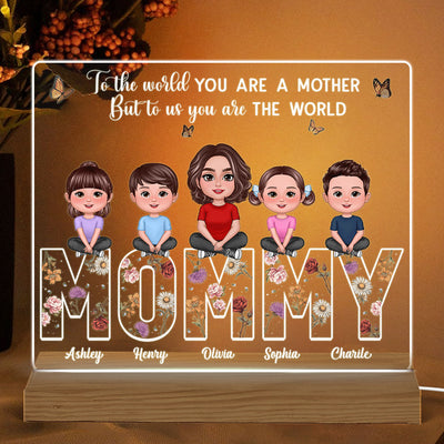 Custom Birth Month Flower Gift For Mom Mommy Personalized Custom Shape Acrylic Plaque Warm LED Night Light