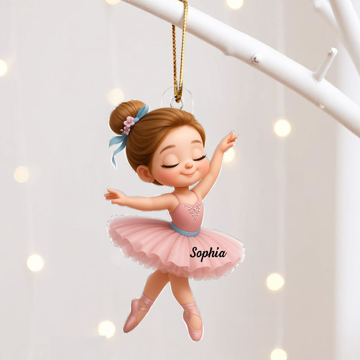 3D Effect Little Girl Balletina Dance Personalized Christmas Ornament