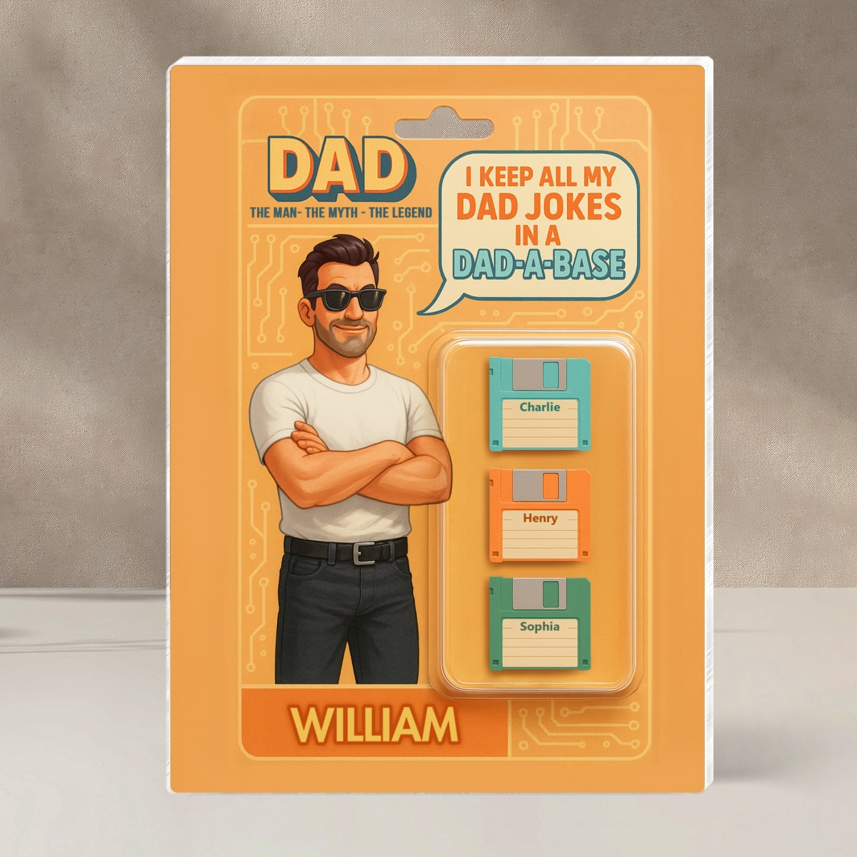 Funny Retro Cartoon Dad Jokes Custom Action Figure Personalized Acrylic Block Plaque, Gift for Dad