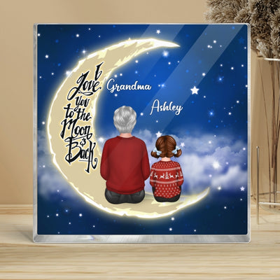 Grandma Grandkids On Moon Personalized Acrylic Block Plaque