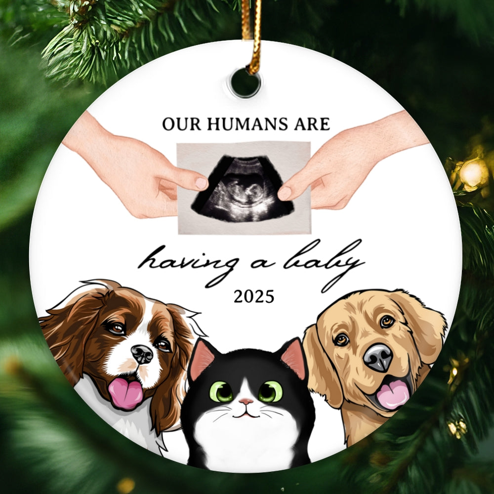 My Human Having A Baby, Personalized Pregnancy Announcement Ornament with Dogs Cats, Expecting Family Christmas Keepsake, Custom Gift