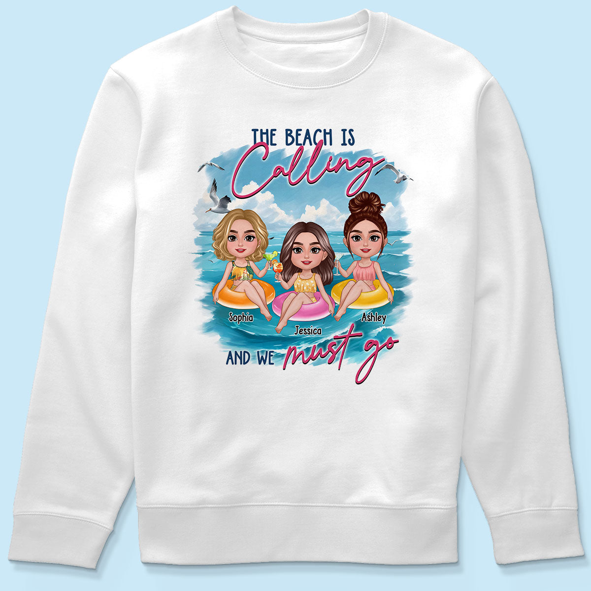 Summer Besties Chillin' On Beach Personalized Shirt